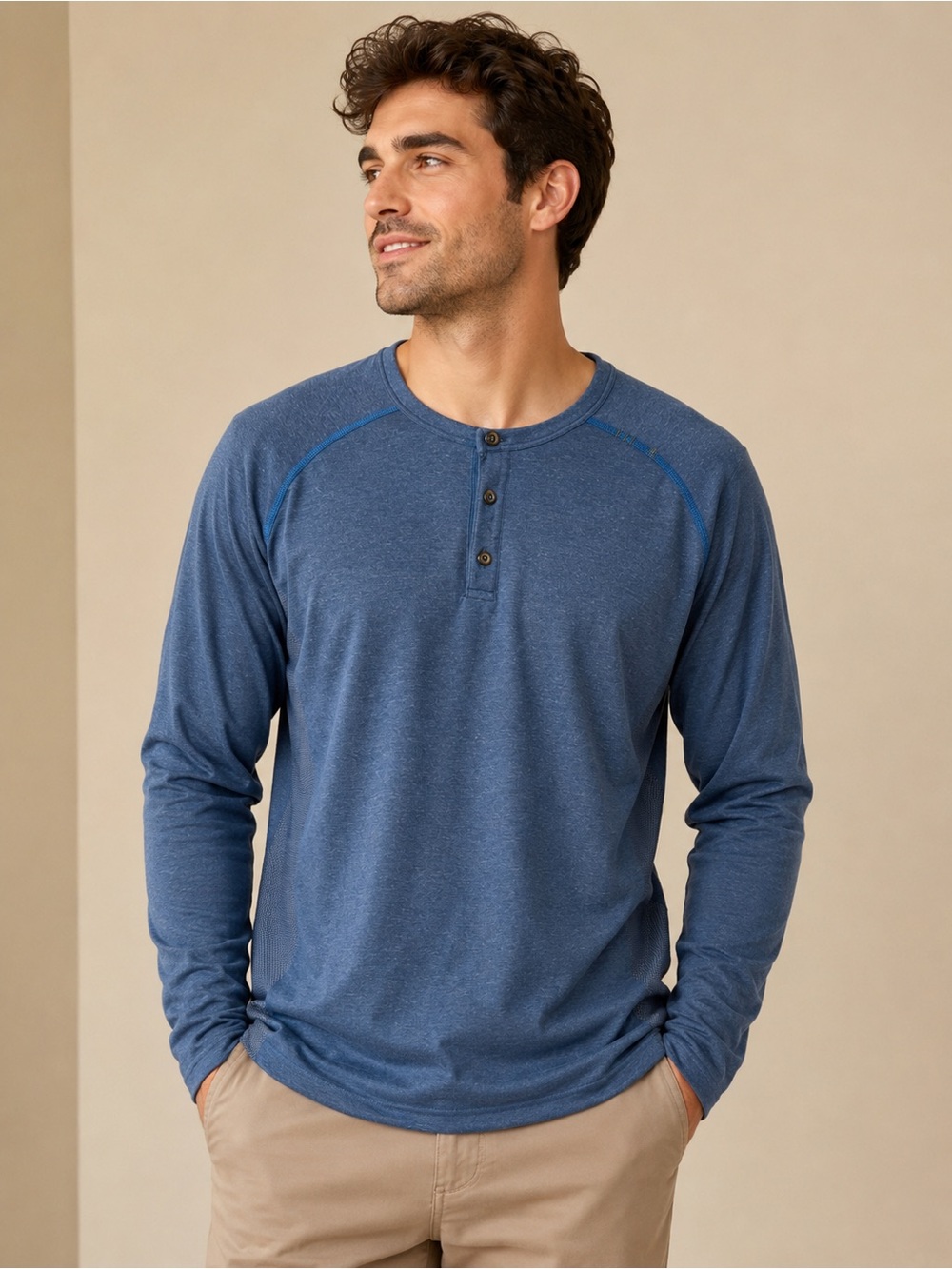 lululemon athletica Men's Slate Blue Long-Sleeve Henley